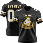 Custom Black White-Old Gold Authentic Football Jersey