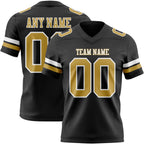Custom Black Old Gold-White Authentic Football Jersey