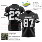 Custom Black White-Gray Authentic Football Jersey