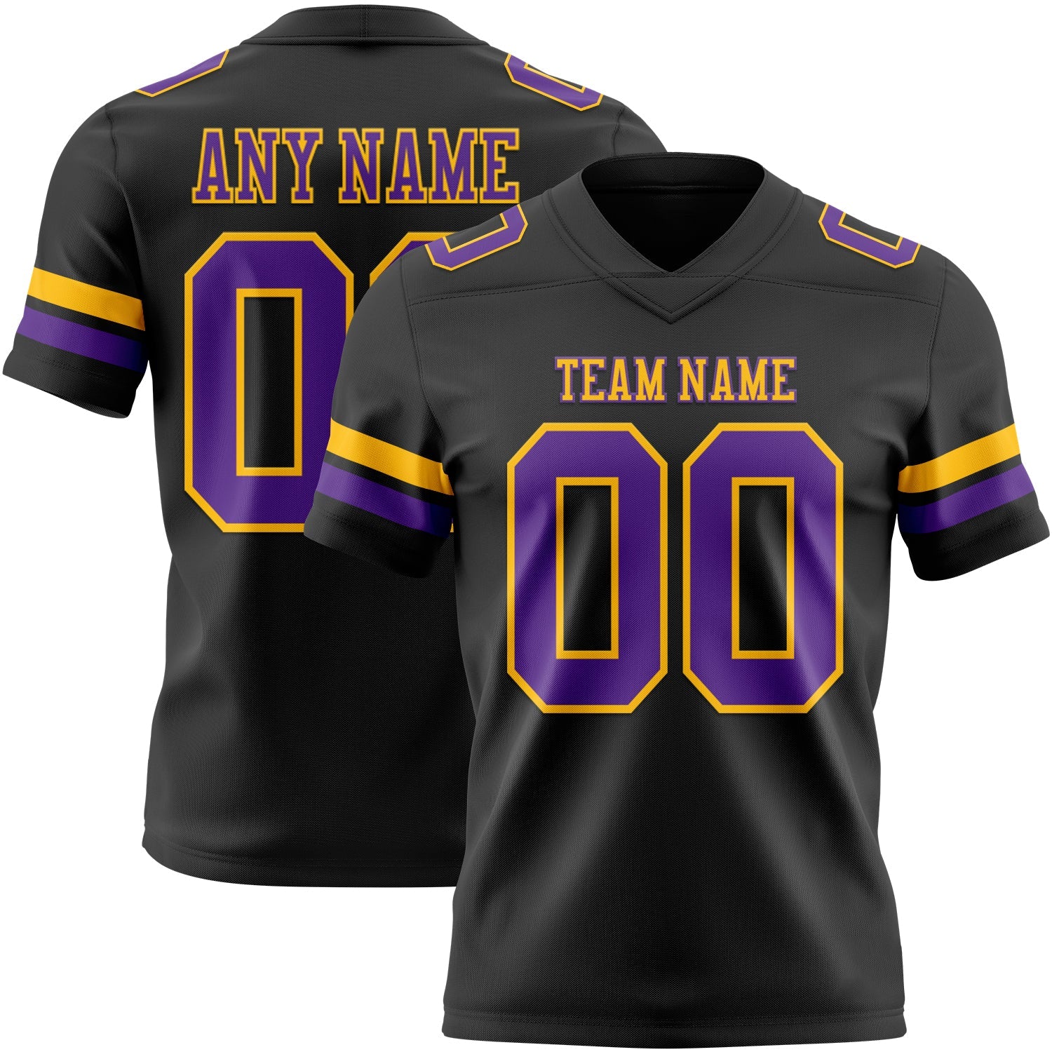 Custom Black Purple-Gold Authentic Football Jersey