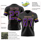 Custom Black Purple-Old Gold Authentic Football Jersey