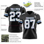 Custom Black White-Light Blue Authentic Football Jersey