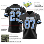 Custom Black Light Blue-White Authentic Football Jersey