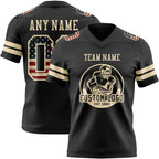 Custom Black Vintage USA Flag-Cream Authentic Football Jersey