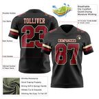 Custom Black Cardinal-Cream Authentic Football Jersey