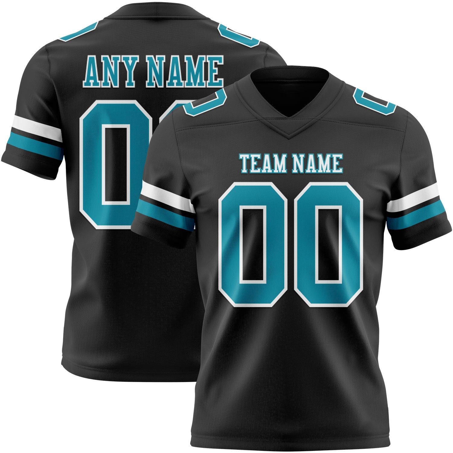 Custom Black Teal-White Authentic Football Jersey