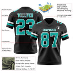 Custom Black Aqua-White Authentic Football Jersey