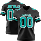 Custom Black Aqua-White Authentic Football Jersey