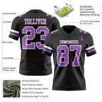 Custom Black Medium Purple-White Authentic Football Jersey
