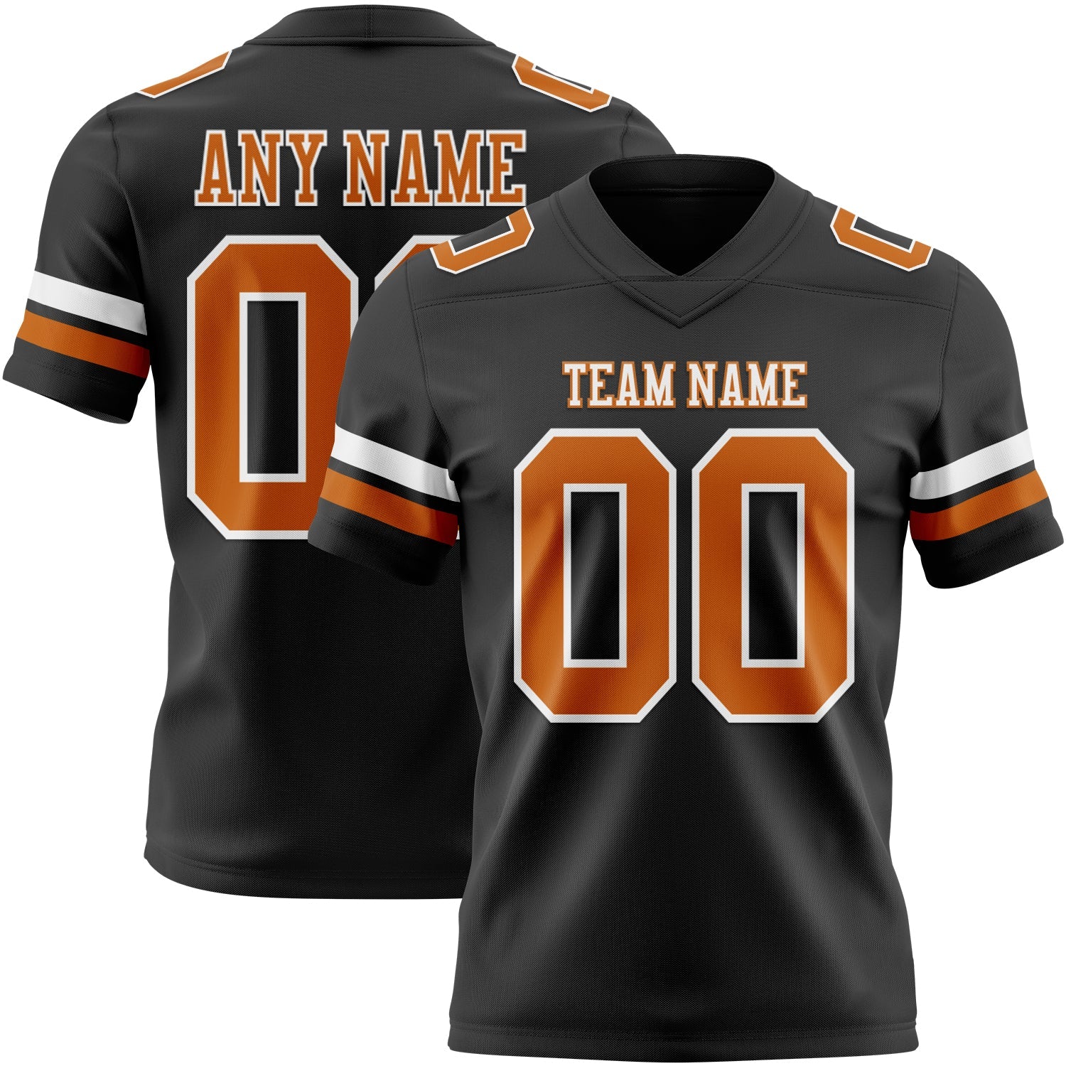 Custom Black Texas Orange-White Authentic Football Jersey