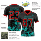 Custom Black Red-Aqua 3D Pattern Splash Authentic Football Jersey