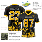 Custom Black Yellow-White 3D Pattern Splash Authentic Football Jersey