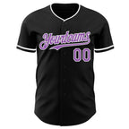 Custom Black Medium Purple-White Authentic Baseball Jersey