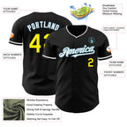 Custom Black Light Yellow Shadow Blue-White Authentic Baseball Jersey