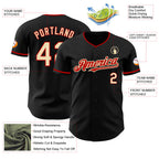 Custom Black Cream-Red Authentic Baseball Jersey
