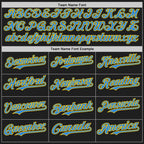 Custom Black Electric Blue-Yellow Authentic Baseball Jersey