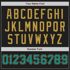 Custom Black Teal-Old Gold Authentic Baseball Jersey