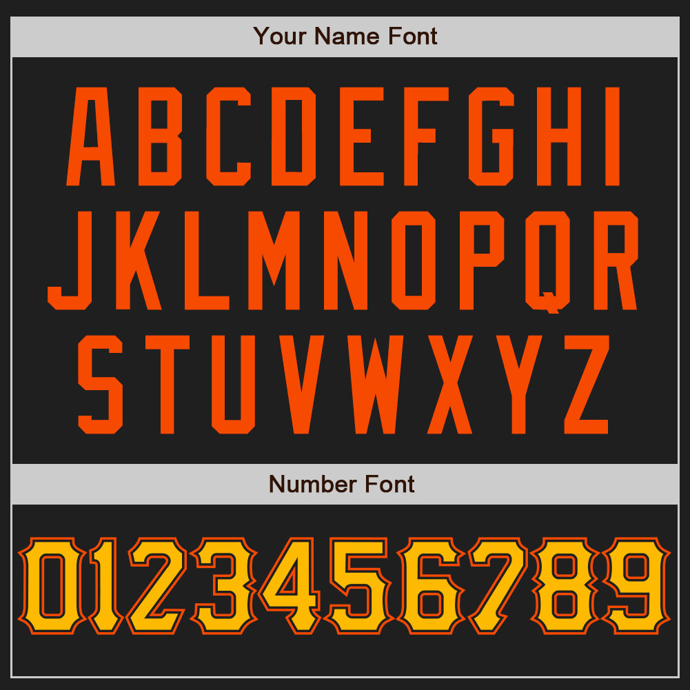 Custom Black Gold-Orange Authentic Baseball Jersey