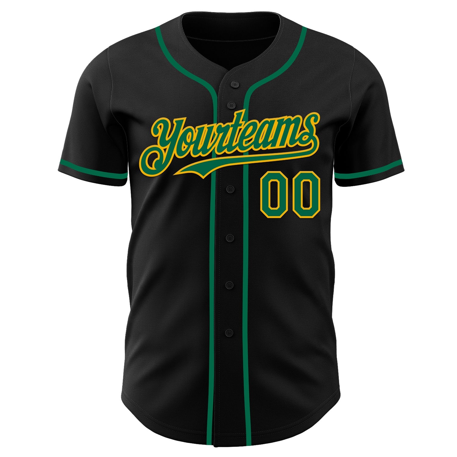 Custom Black Kelly Green-Gold Authentic Baseball Jersey