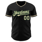 Custom Black Cream-Green Authentic Baseball Jersey