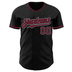 Custom Black Crimson-Gray Authentic Baseball Jersey