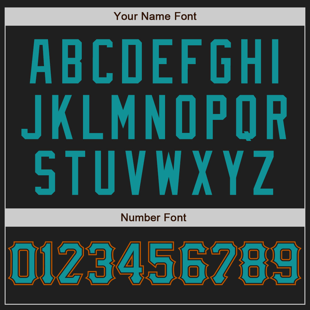 Custom Black Teal-Texas Orange Authentic Baseball Jersey