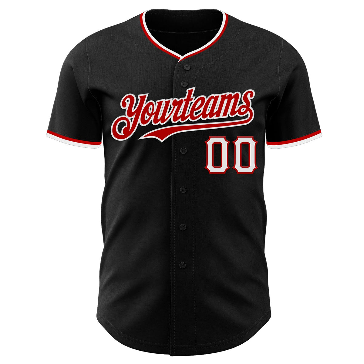 Custom Black Red-White Authentic Baseball Jersey