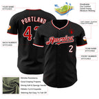 Custom Black Red-White Authentic Baseball Jersey