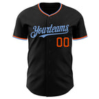 Custom Black Powder Blue-Orange Authentic Baseball Jersey