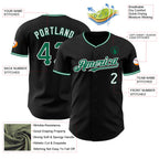 Custom Black Kelly Green-White Authentic Baseball Jersey