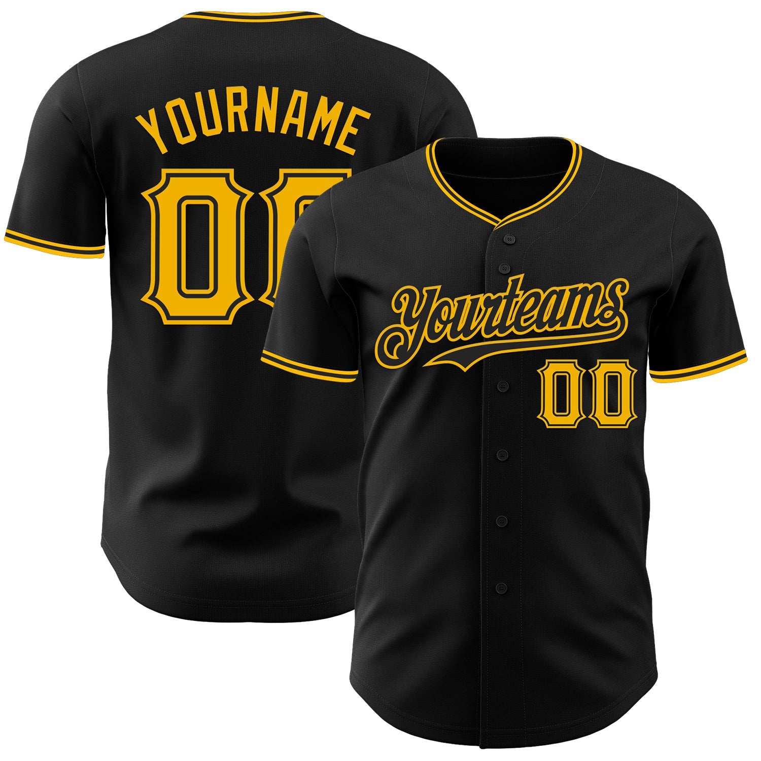 Custom Black Gold Authentic Baseball Jersey