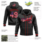 Custom Stitched Black USA Flag-Red Baseball Pullover Sweatshirt Hoodie