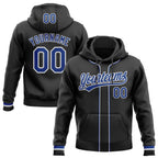 Custom Stitched Black Royal-White Baseball Pullover Sweatshirt Hoodie