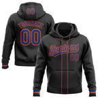 Custom Stitched Black Royal-Orange Baseball Pullover Sweatshirt Hoodie