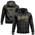 Custom Stitched Black Royal-Yellow Baseball Pullover Sweatshirt Hoodie