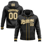 Custom Stitched Black Cream-Old Gold Baseball Pullover Sweatshirt Hoodie