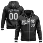 Custom Stitched Black White-Gray Baseball Pullover Sweatshirt Hoodie