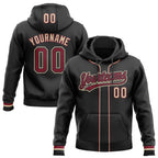 Custom Stitched Black Crimson-Cream Baseball Pullover Sweatshirt Hoodie