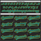 Custom Stitched Black Teal-Yellow Baseball Pullover Sweatshirt Hoodie