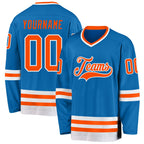 Custom Blue Orange-White Hockey Jersey