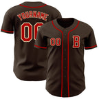 Custom Brown Red-Cream Authentic Baseball Jersey