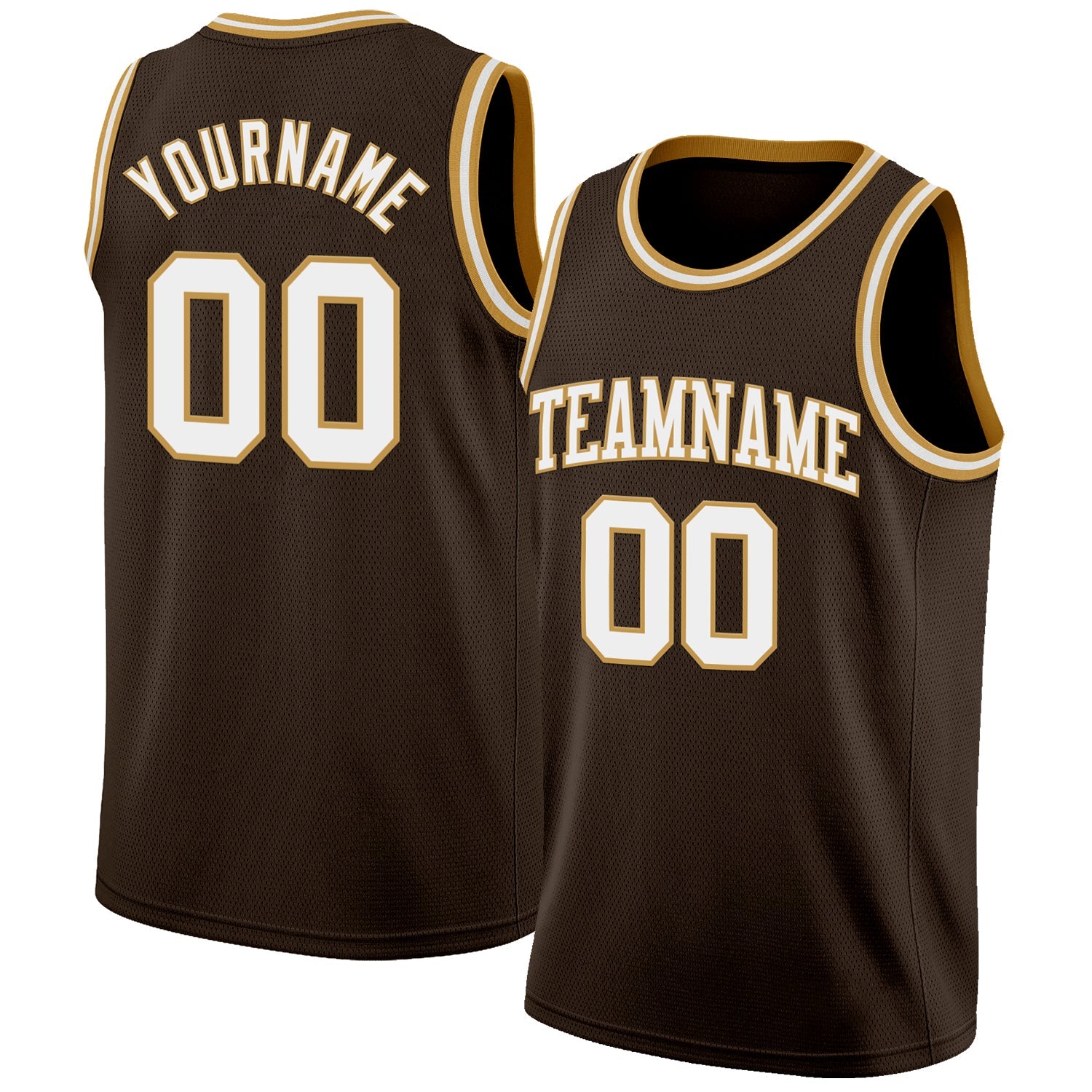 Custom Brown White-Old Gold Authentic Basketball Jersey