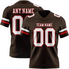 Custom Brown White-Red Authentic Football Jersey