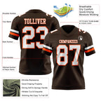 Custom Brown White-Orange Authentic Football Jersey