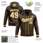 Custom Stitched Brown White-Gold Baseball Pullover Sweatshirt Hoodie