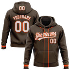 Custom Stitched Brown White-Orange Baseball Pullover Sweatshirt Hoodie