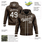 Custom Stitched Brown White-Brown Baseball Pullover Sweatshirt Hoodie