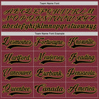 Custom Burgundy Black-Old Gold Hockey Lace Neck Jersey