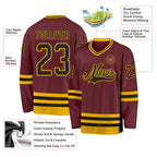 Custom Burgundy Black-Gold Hockey Jersey