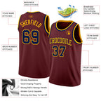 Custom Burgundy Navy-Gold Authentic Basketball Jersey